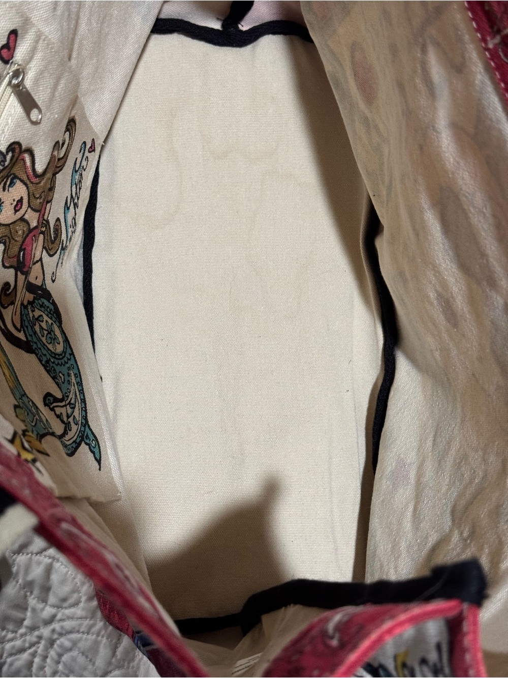 Brighton Seas The Day Canvas Tote - Blue, Red & Cream - Picture 6 of 7